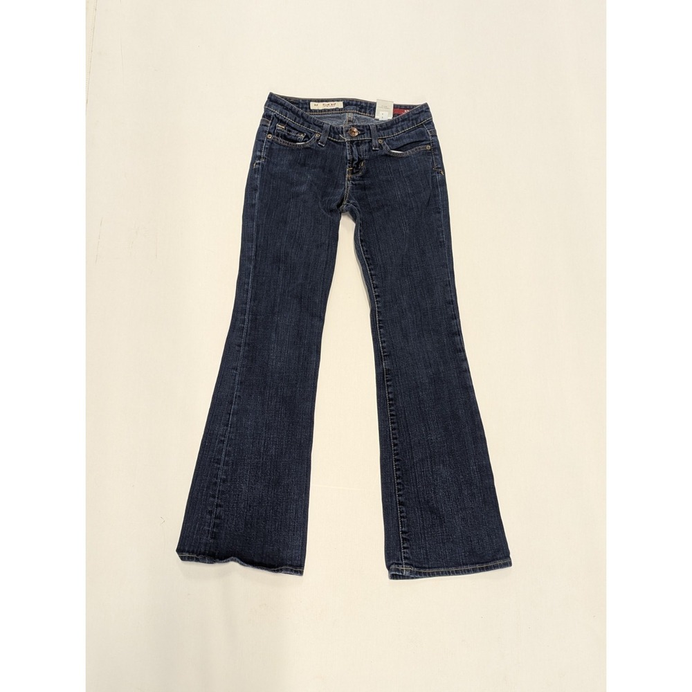 Y2K McBling Flare Jeans Low Rise Dark Wash Denim Size 0 X2 Model Off Duty